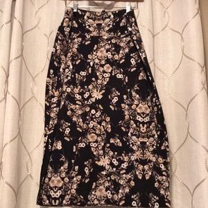 Guess black floral midi skirt